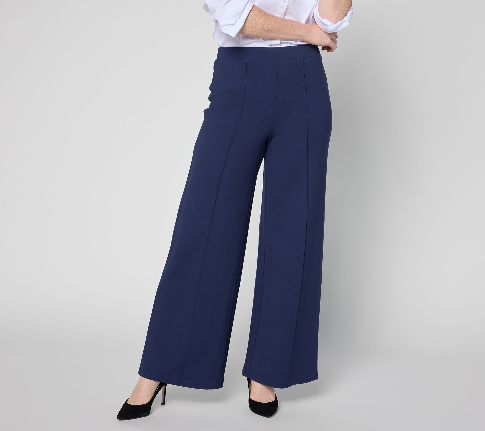 "As Is" Joan Rivers Regular Bitsy Wide Leg Pull-On Ponte Pants