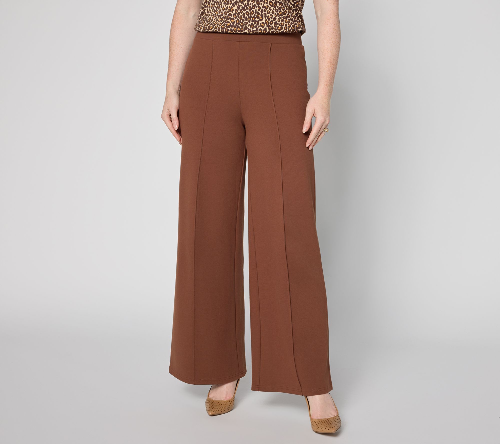 "As Is" Joan Rivers Regular Bitsy Wide Leg Pull-On Ponte Pants