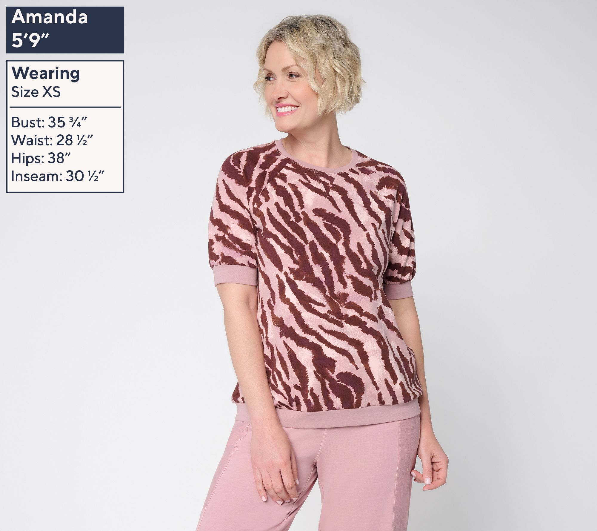 LOGO Lounge by Lori Goldstein Short Sleeve Printed Top - QVC.com