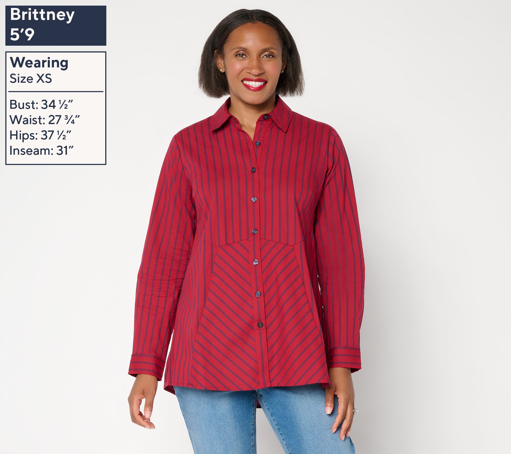 Joan Rivers Petite Athena Stretch Sateen Button Front Woven Top