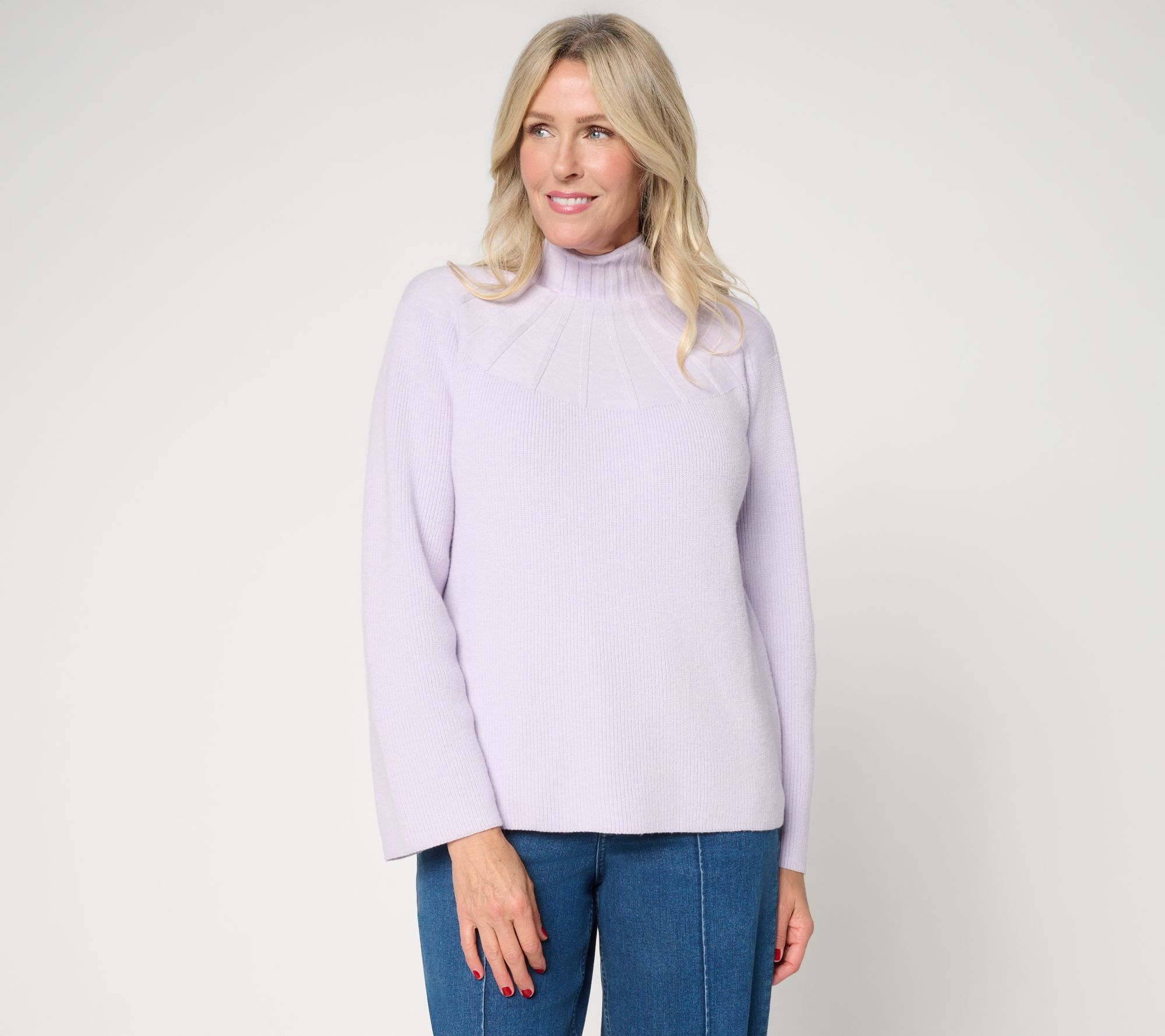 "As Is" Me by Jennie Garth Mock Neck Raglan Sleeve Sweater