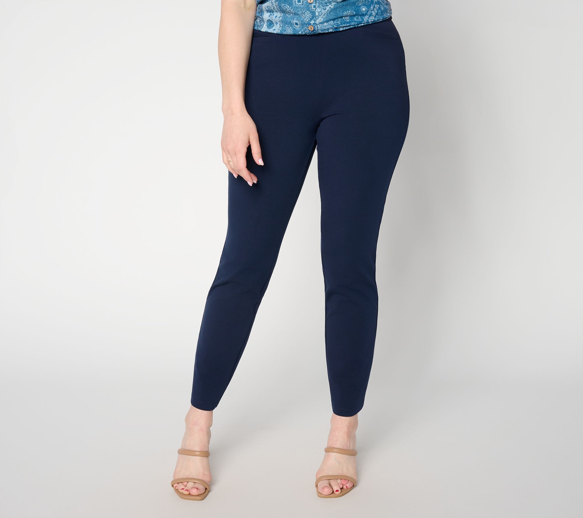  Susan Graver Petite Premium Stretch Slim Leg Ankle Pants
