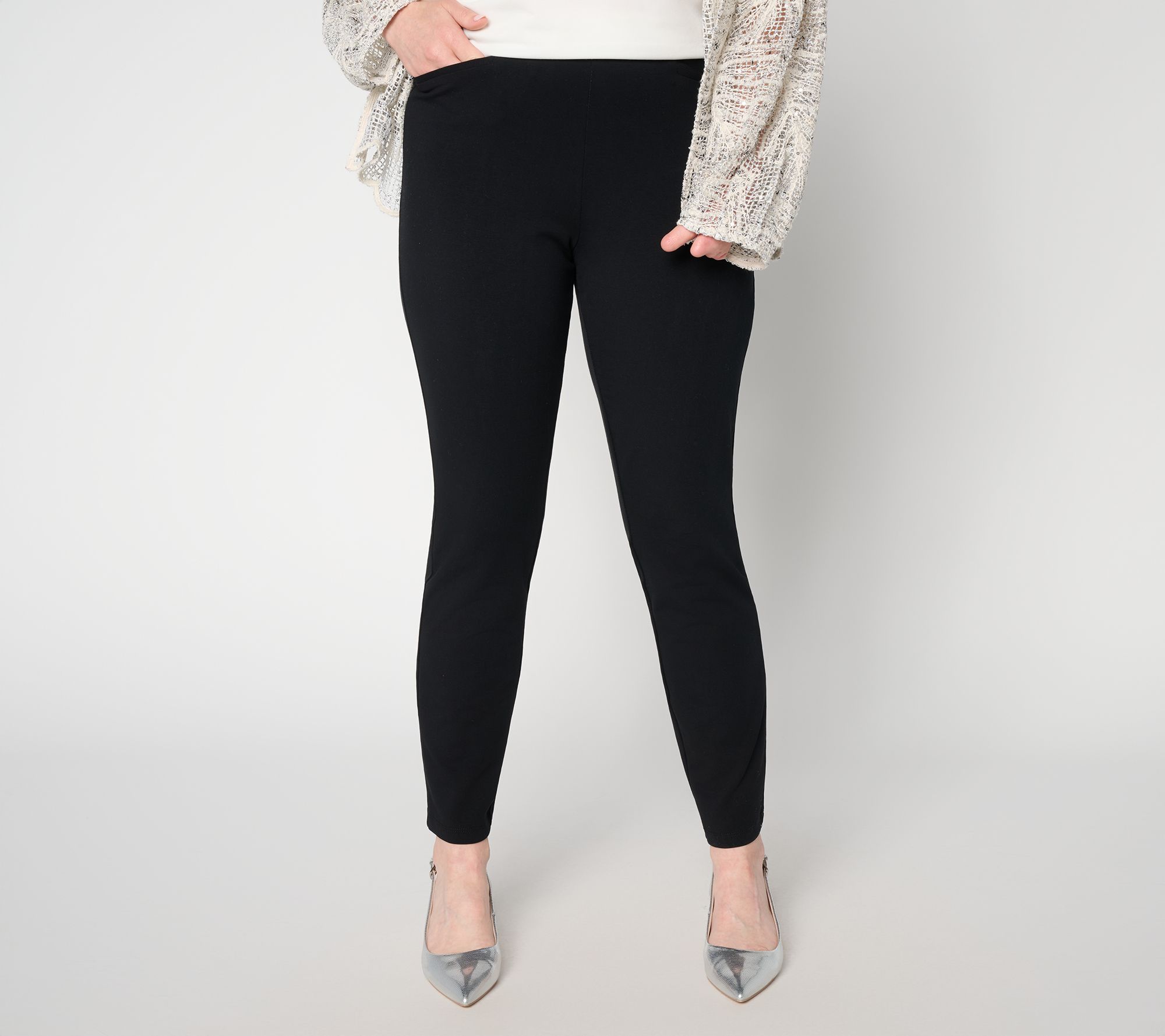 Susan Graver Petite Premium Stretch Slim Leg Ankle Pants Leg Ankle Pants