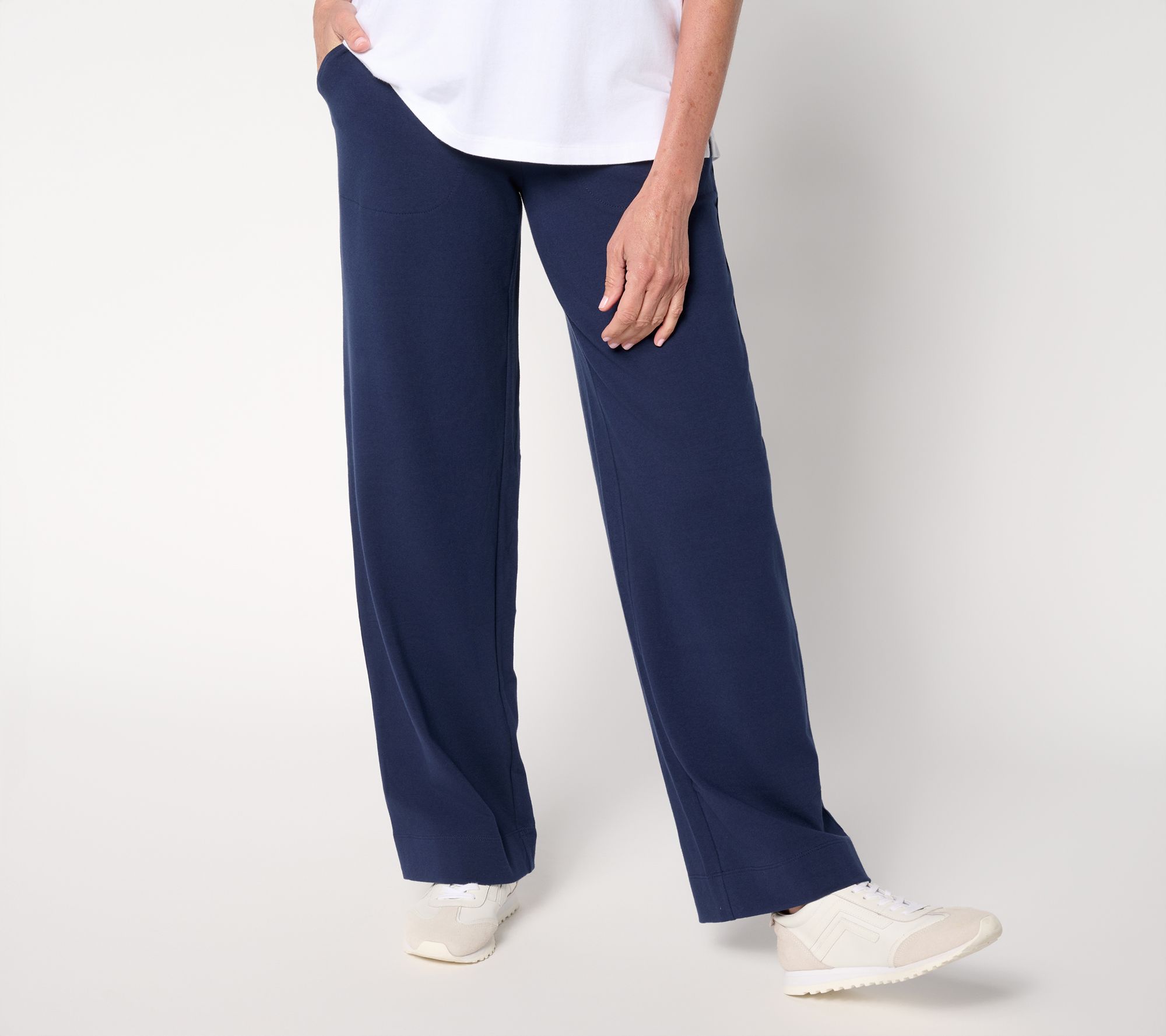 "As Is" Denim & Co. Active Tall Duo Stretch Full Length Wide Leg Pants