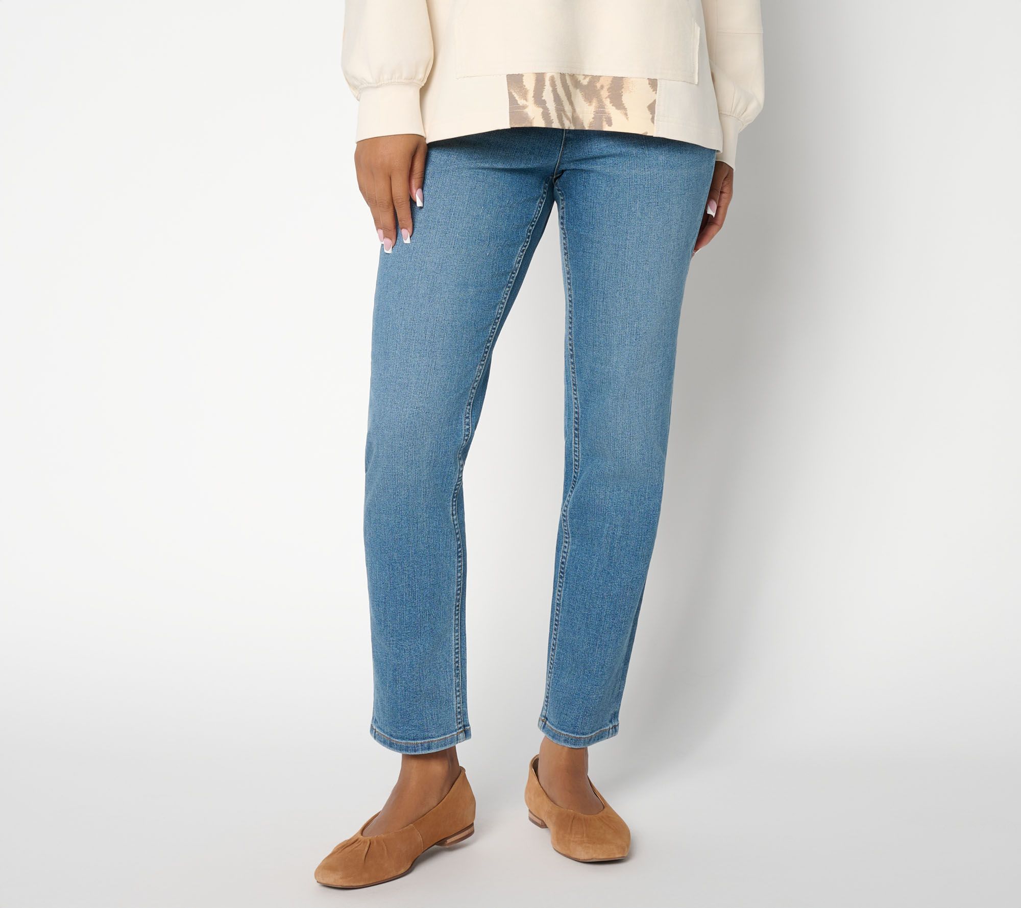LOGO by Lori Goldstein Regular Narrow Leg Ankle Jeans