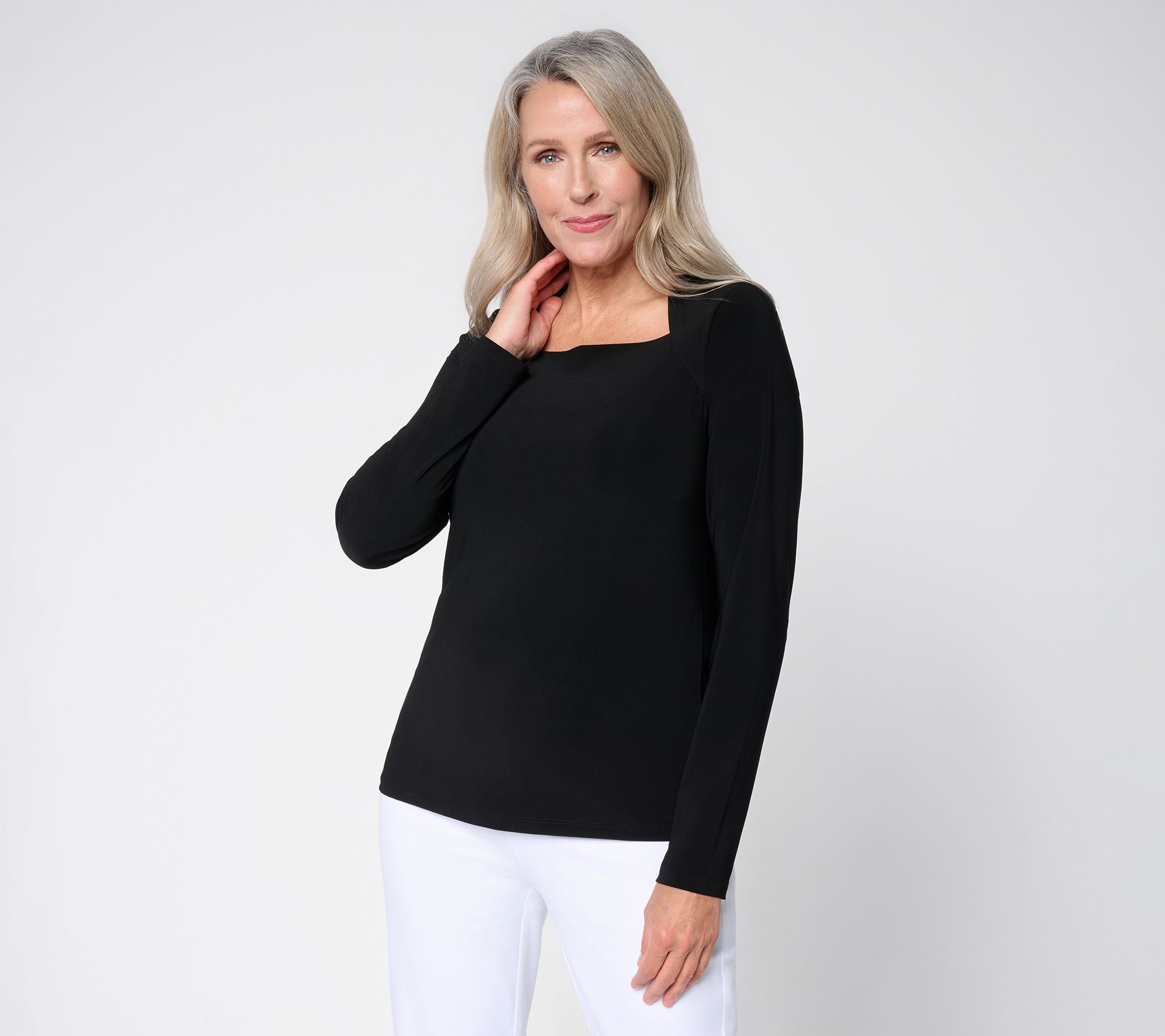 Dennis Basso Italia Knit Envelope Neck Top
