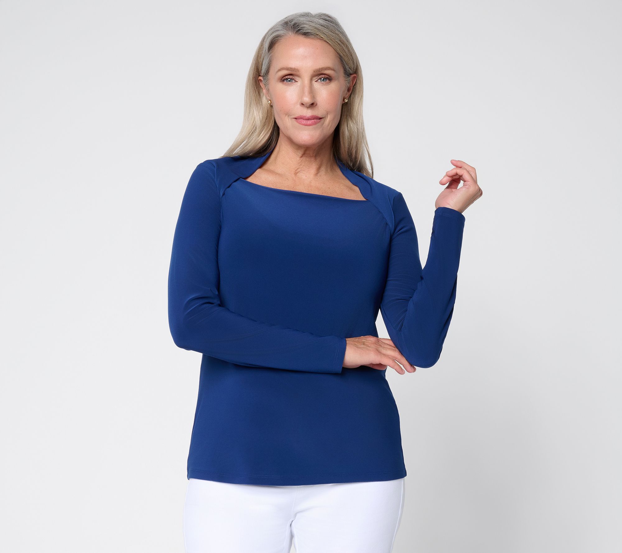 Dennis Basso Italia Knit Envelope Neck Top
