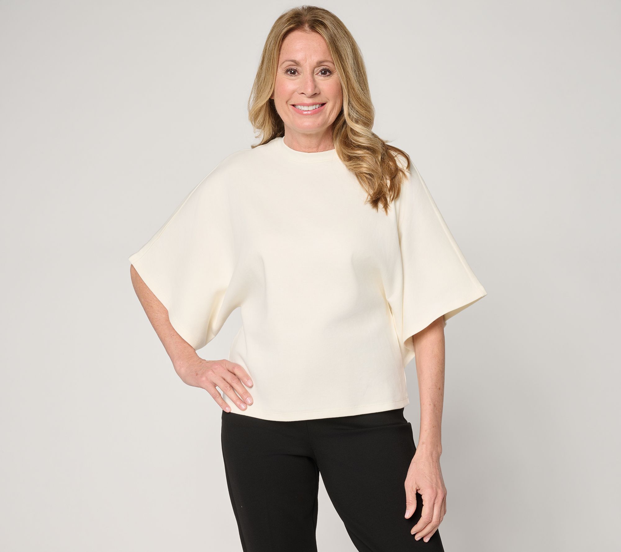 "As Is" Carla Rockmore Collection 100% Cotton CrewNeck Batwing Slv Tee