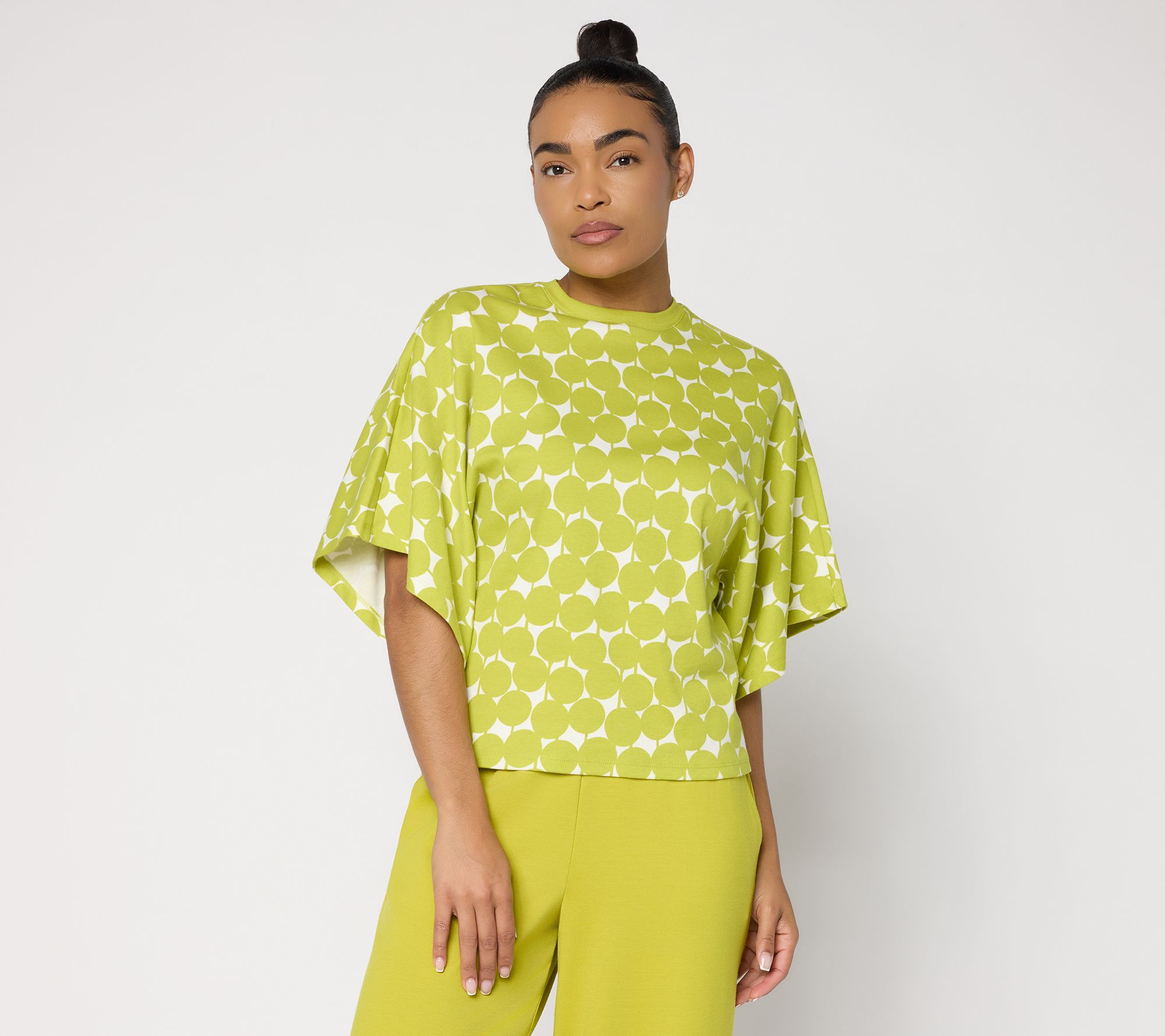 "As Is" Carla Rockmore Collection 100% Cotton CrewNeck Batwing Slv Tee