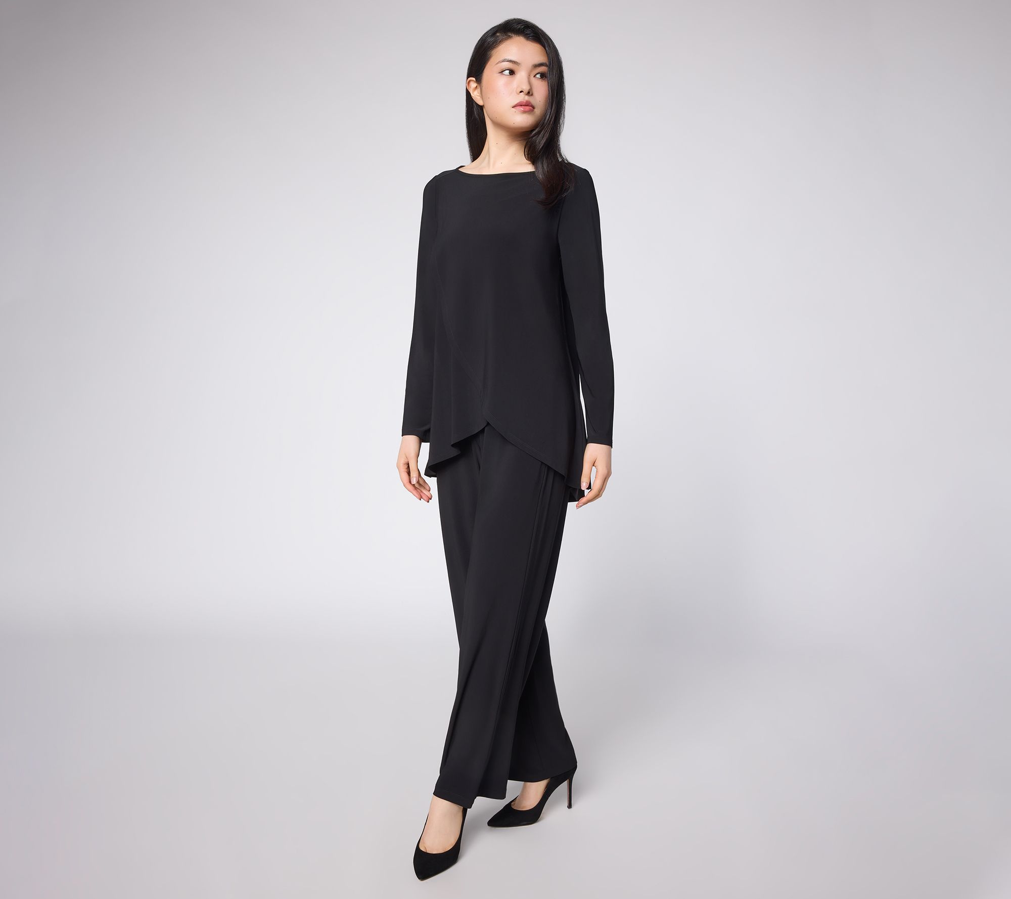 Women with Control Petite Como Jersey Wide Leg Set