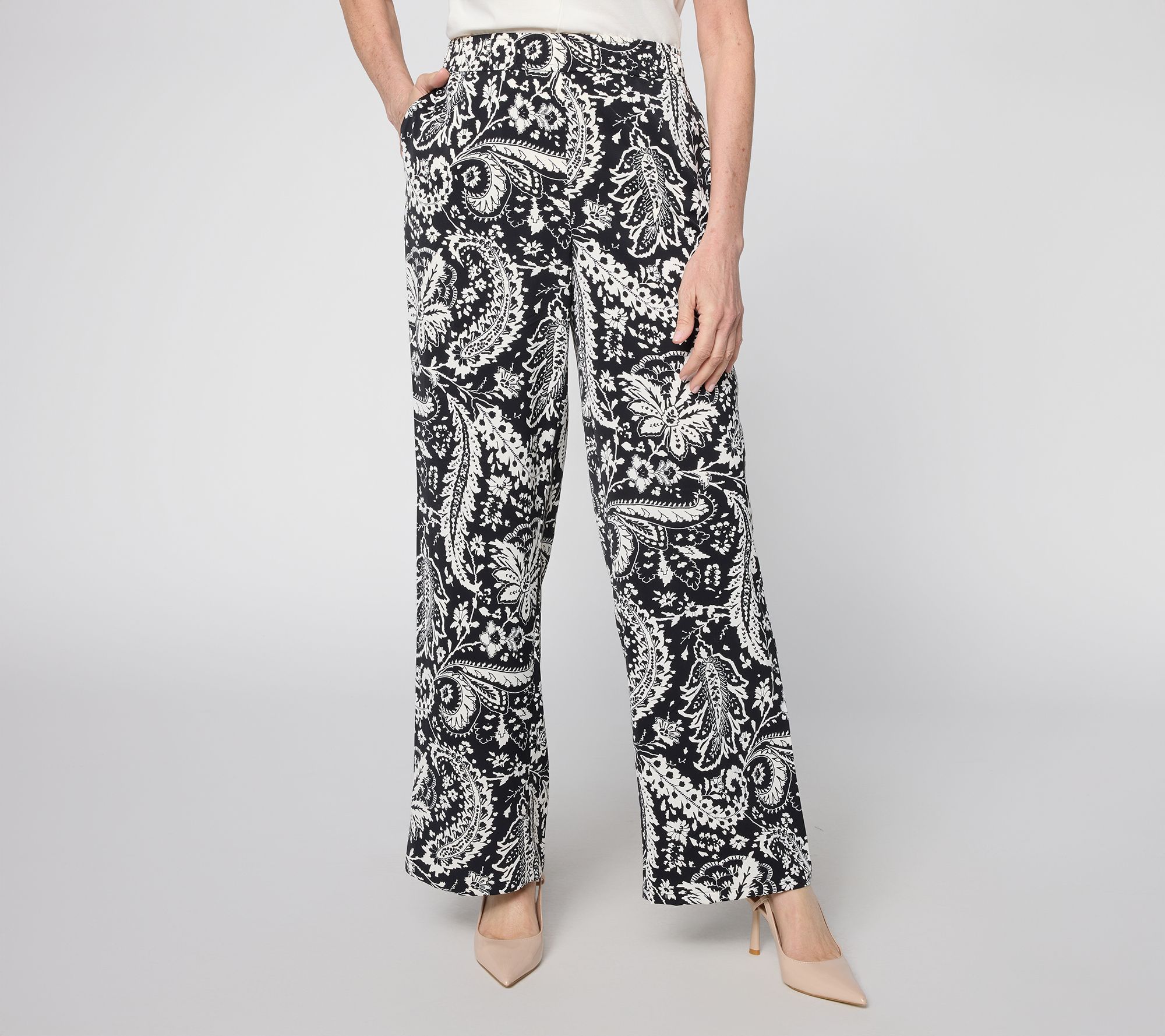 "As Is" BEAUTIFUL by Lawrence Zarian Pet PrintedWide Leg Pull-OnPant