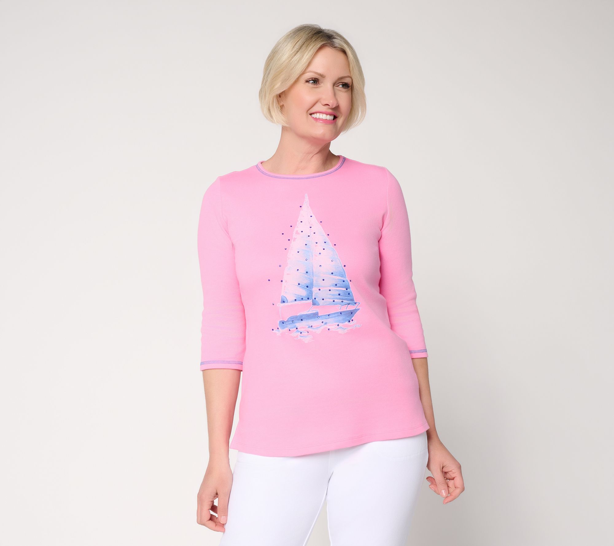 "As Is" Quacker Factor Smooth Sailing Watercolor 3/4 Sleeve Top