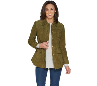 Isaac Mizrahi Live! Suede Anorak Jacket with Patch Pockets - A300879