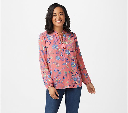 Belle by Kim Gravel Boho Blouse with Tie Detail