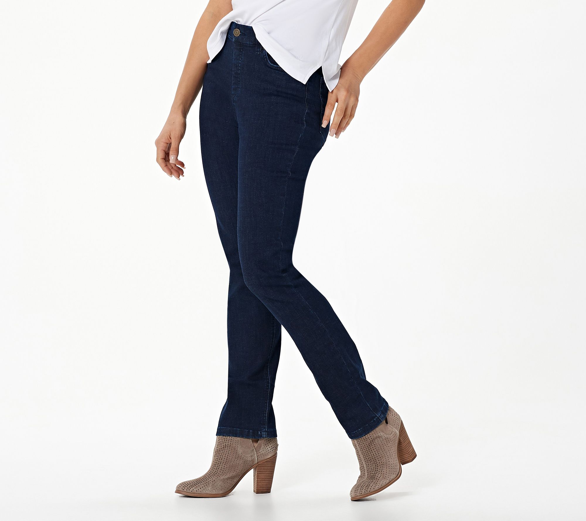 Denim & Co. Easy Stretch Denim Regular Pull-On Straight Jeans
