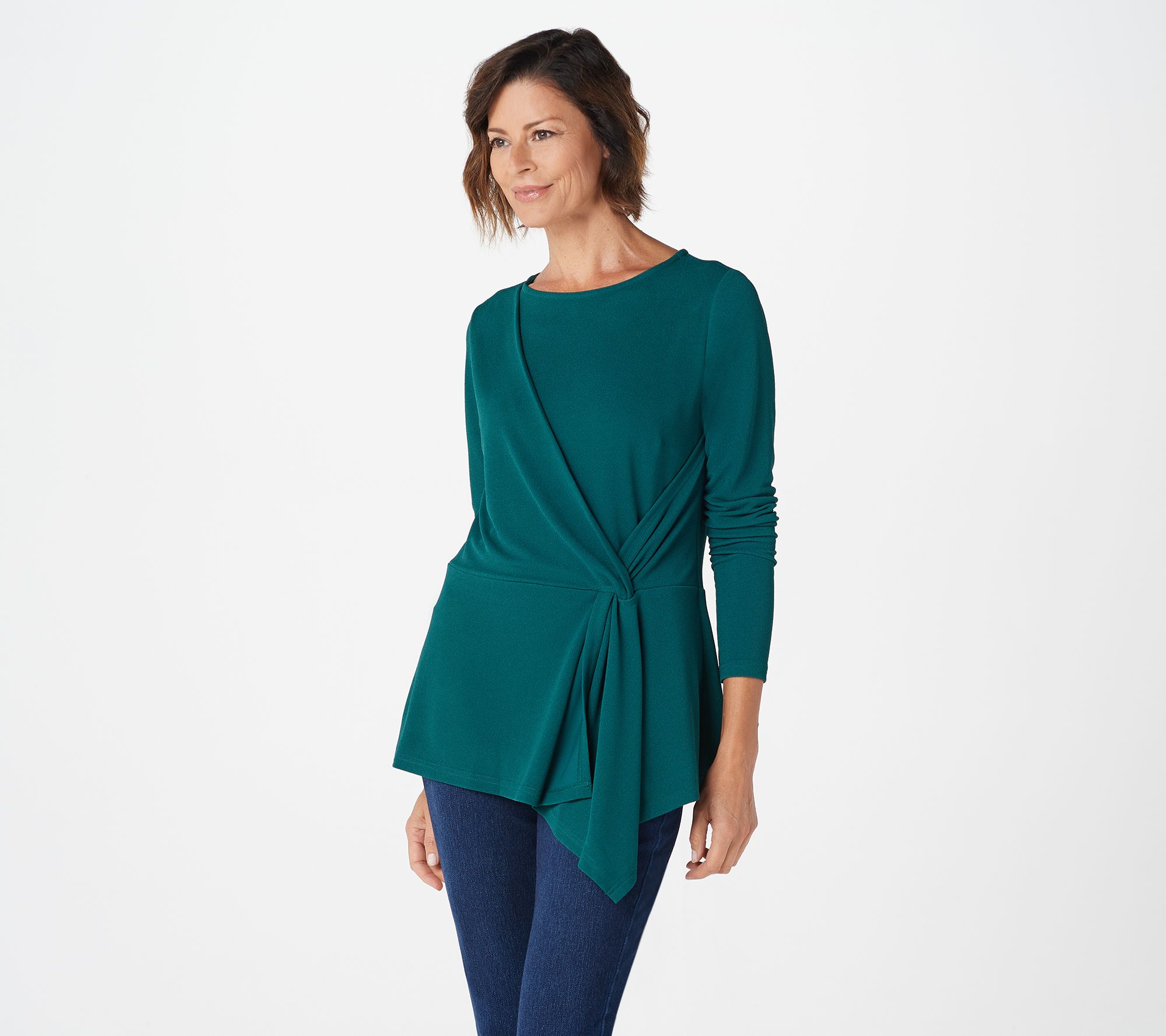 "As Is" Belle by Kim Gravel Twist Waist Asymmetrical Knit Top