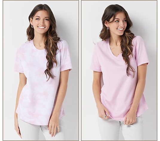 Denim & Co. Perfect Jersey Set of Two Short-Sleeve Tops