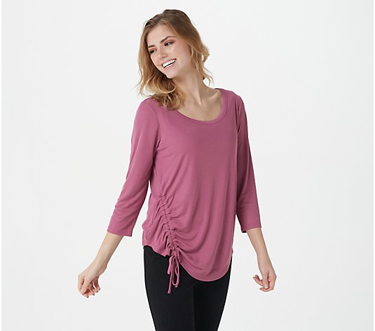 zuda Z-Luxe 3/4 Sleeve Top with Ruching Detail