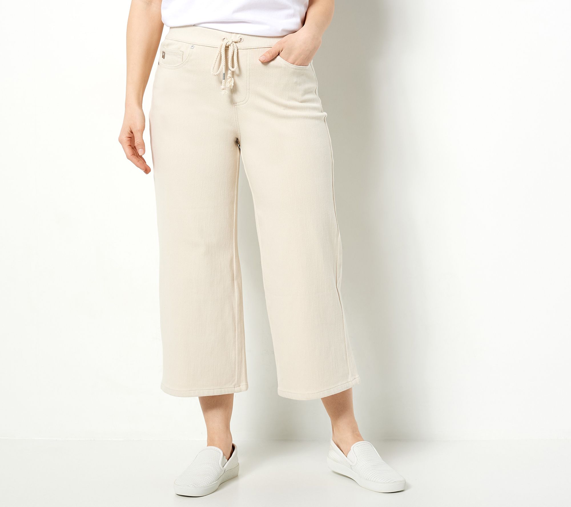Belle by Kim Gravel Flexibelle Cropped Gaucho with Drawstring