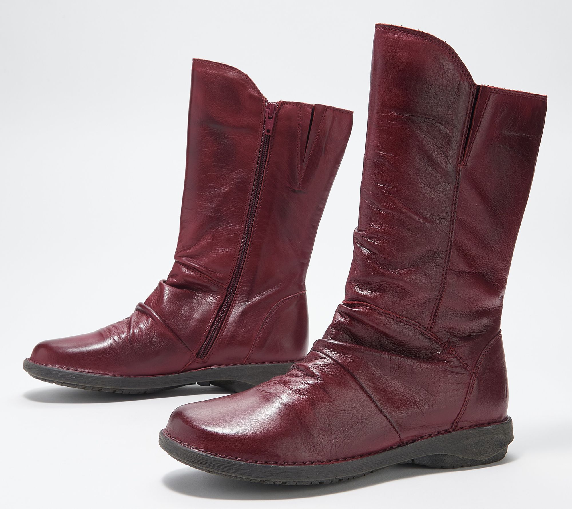 Miz Mooz Leather Wide Width Ruched Mid Boot - Pass