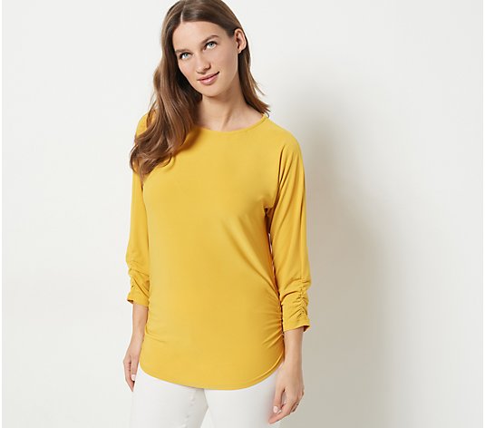 Dennis Basso Italia Knit Dolman Sleeve Ruched Top