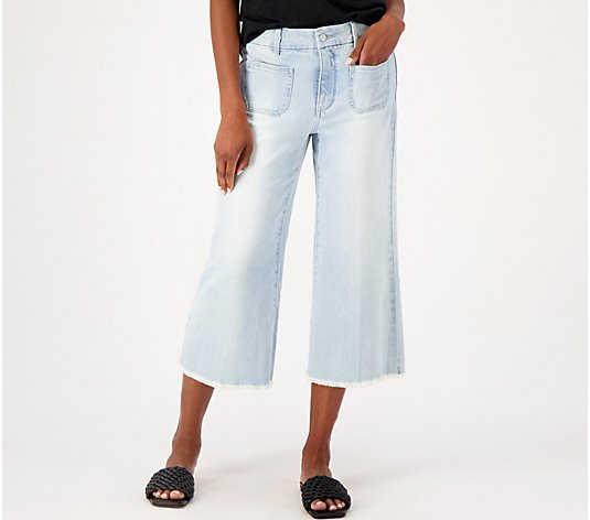 NYDJ Higher Rise Patchie Major Wide-Leg Crop Jeans - Dunes - QVC.com