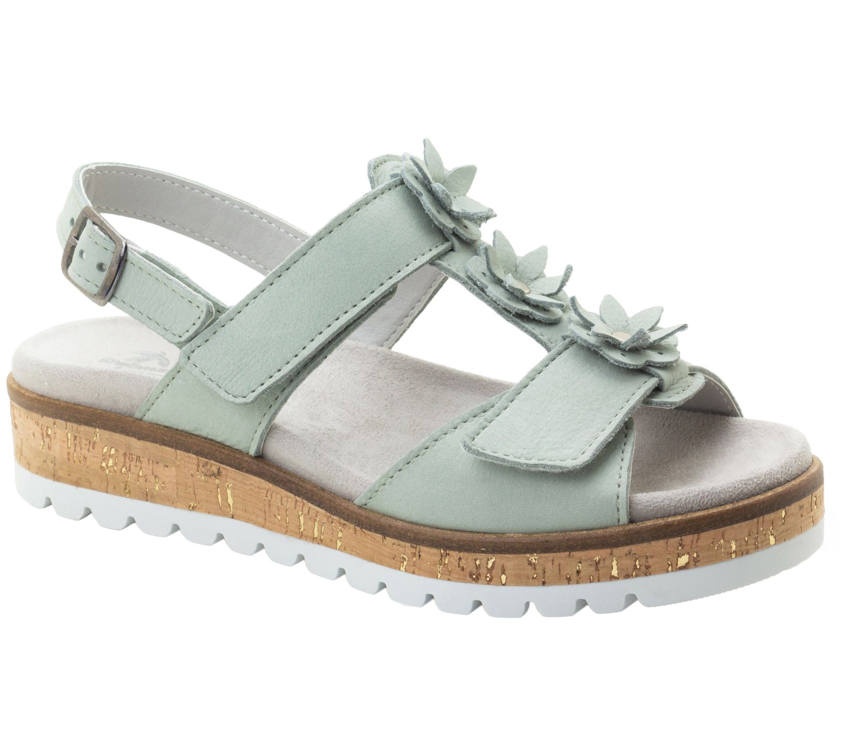 Dromedaris Adjustable Leather Flower Sandals -sine