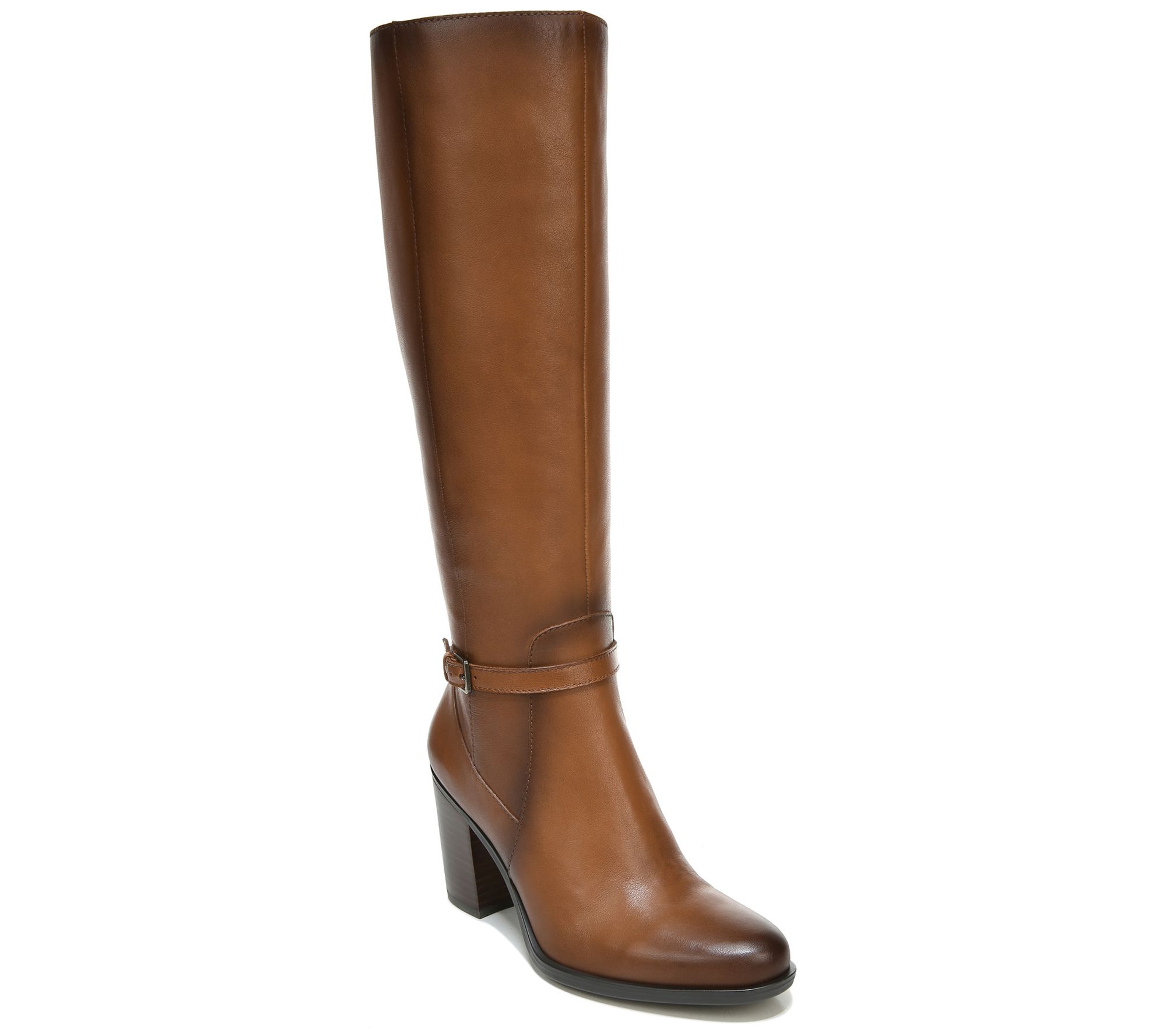 Naturalizer Zip Up Leather High Wide Calf Boots- Kalina - QVC.com