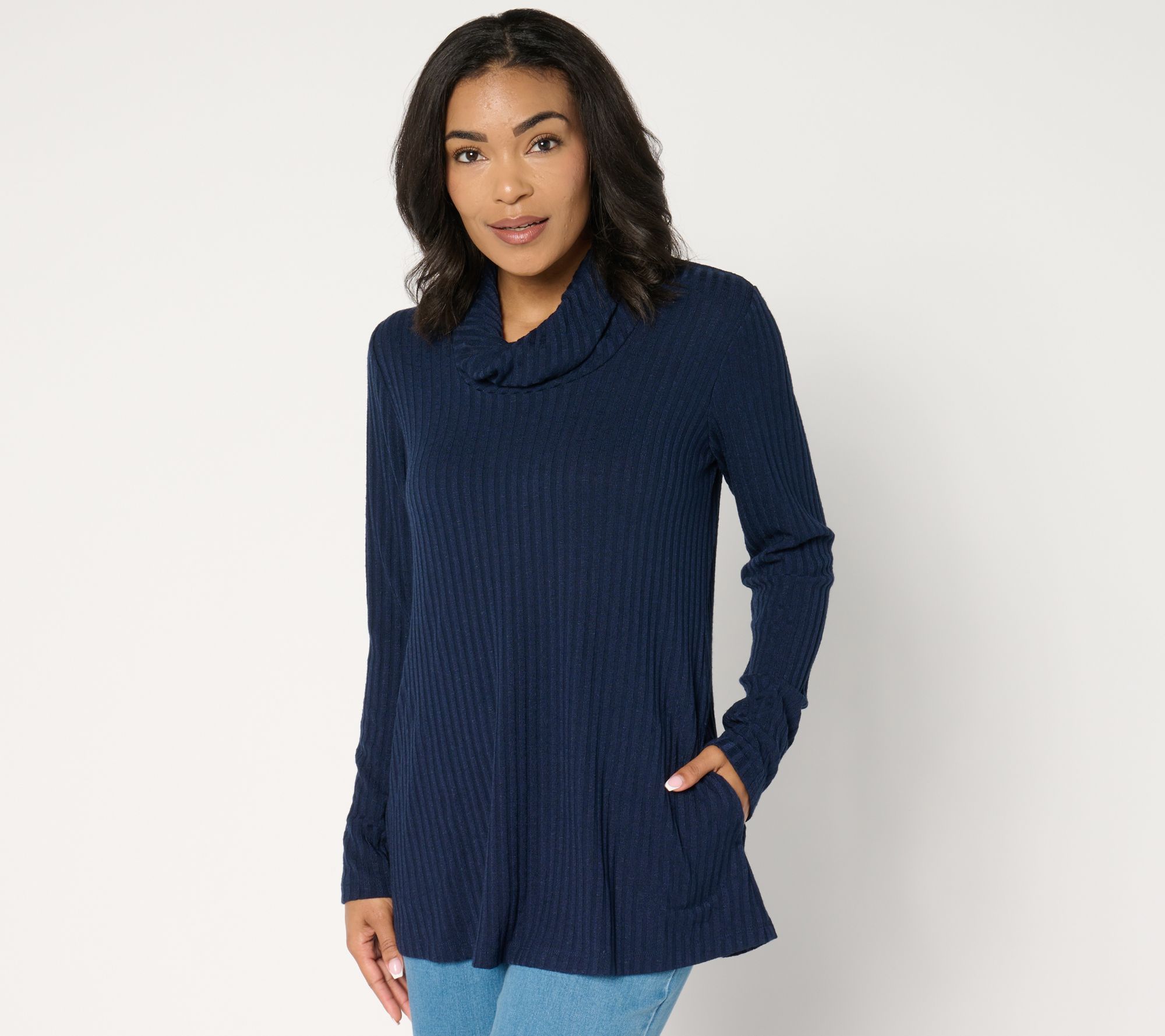 Susan Graver Weekend Reg Sweater Rib Knit Long Sleeve Tunic