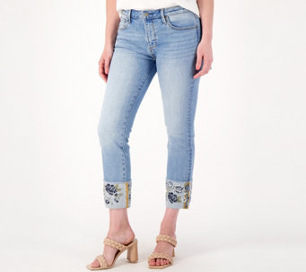 Driftwood Jeans Colette Embroidered Crop Jean- Bluebell