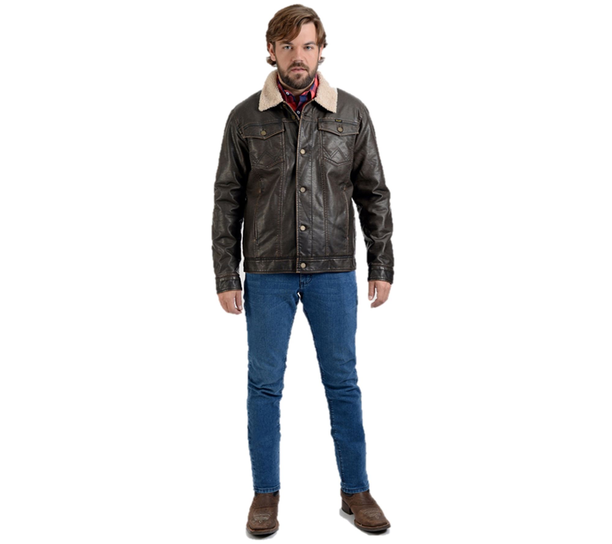 Wrangler Men's Sherpa Jacket in Faux Leather