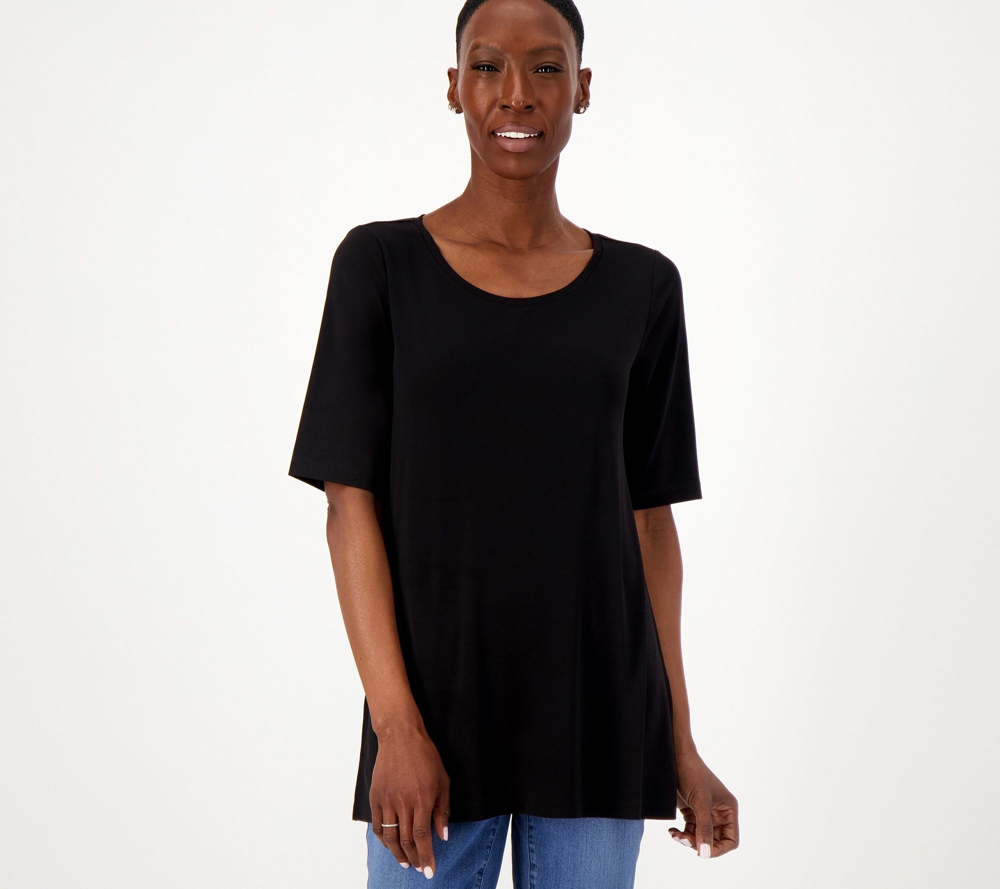 Susan Graver Modern Essentials Reg Liquid Knit A-Line Tunic