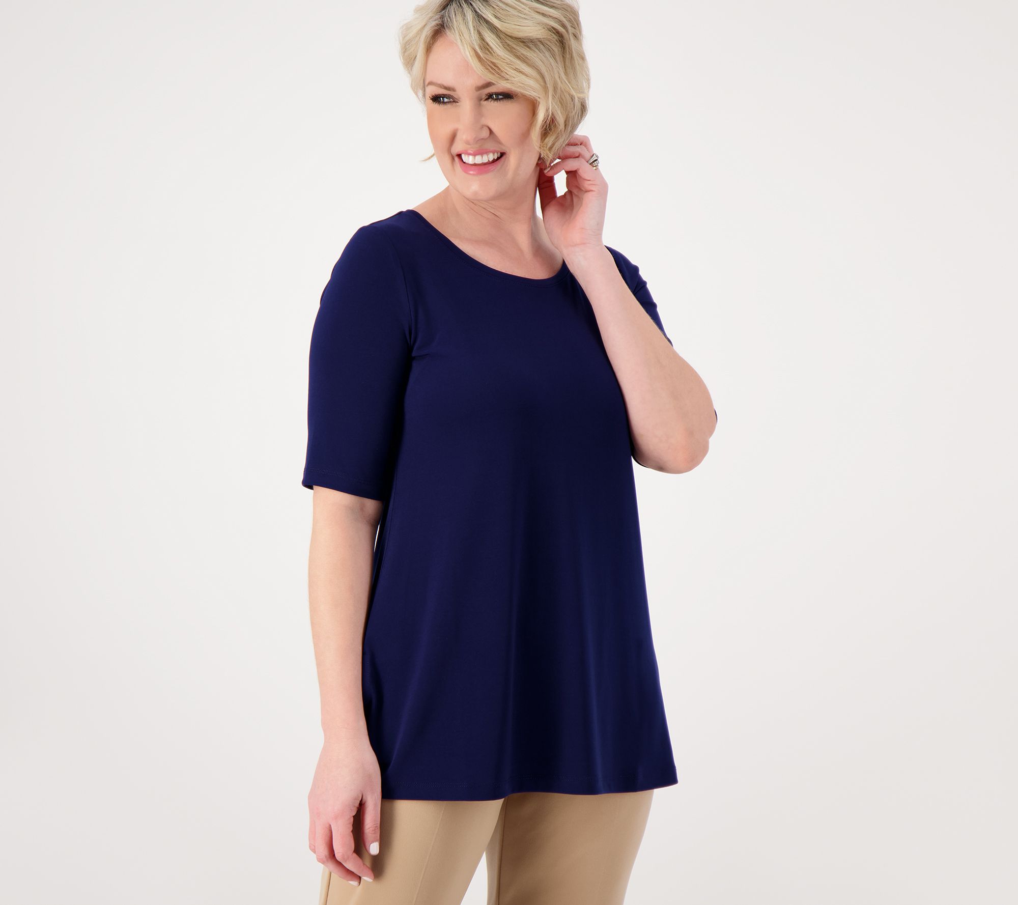 Susan Graver Modern Essentials Reg Liquid Knit A-Line Tunic