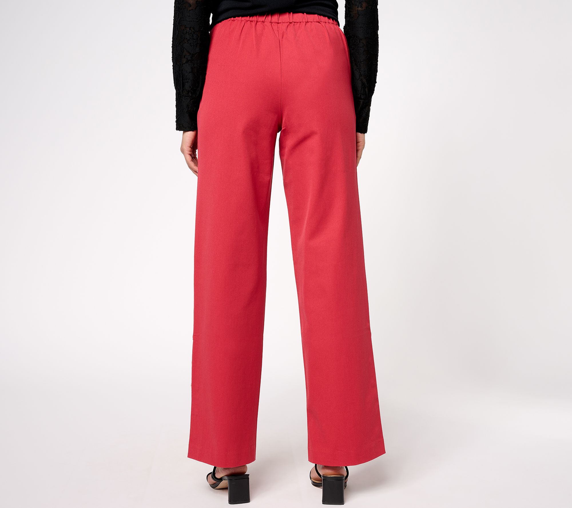 Isaac Mizrahi Live! Petite 24/7 Stretch Wide Leg Pants w/ Buttons - QVC.com