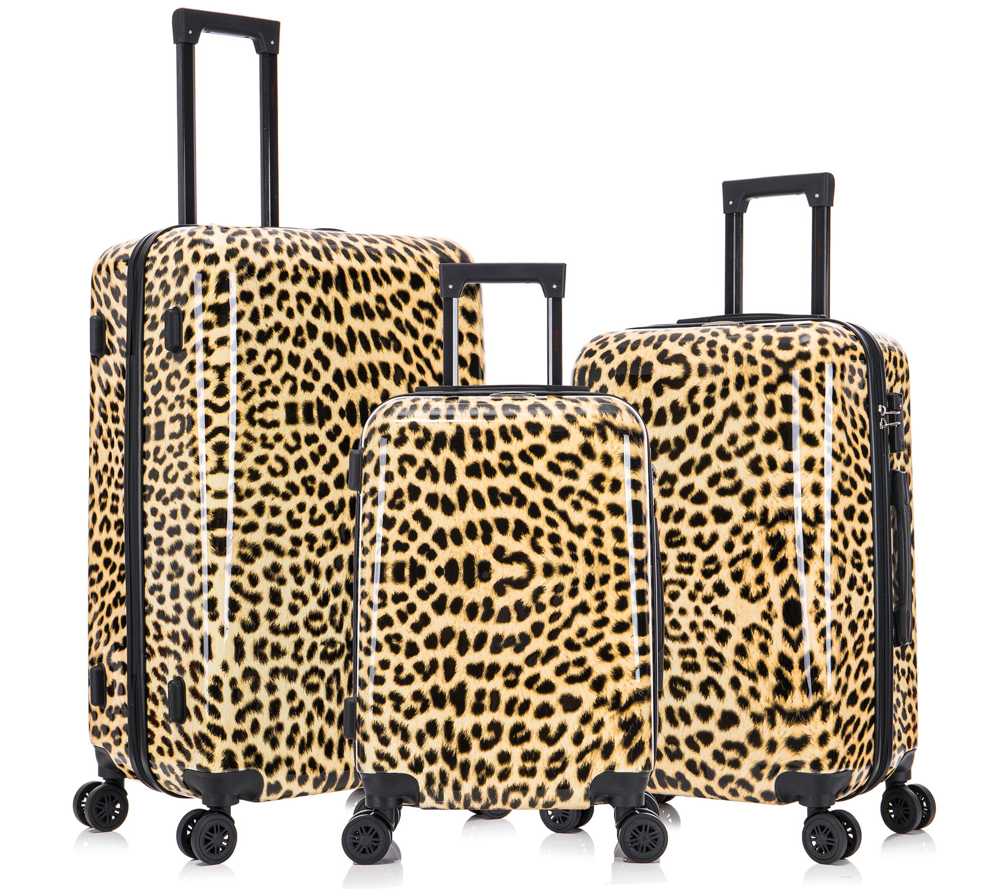 InUSA PRINTS Lightweight Hardside Spinner 3 Piece Set-Cheetah