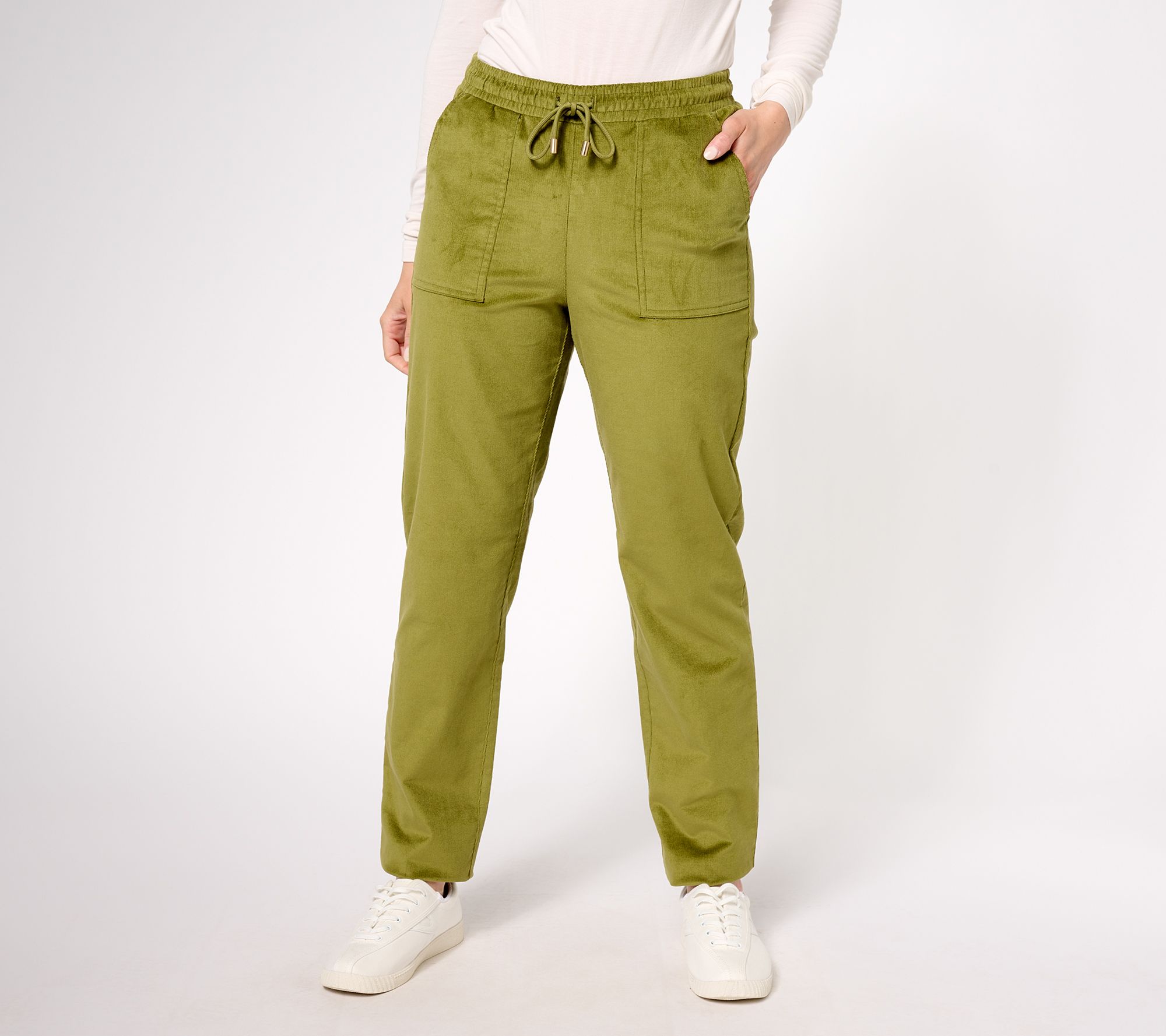 Denim & Co. Heritage Pull on Drawstring Corduroy Pant