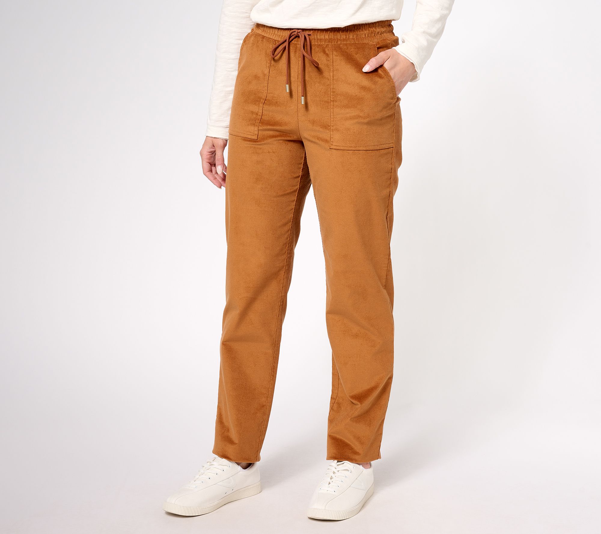 Denim & Co. Heritage Pull on Drawstring Corduroy Pant
