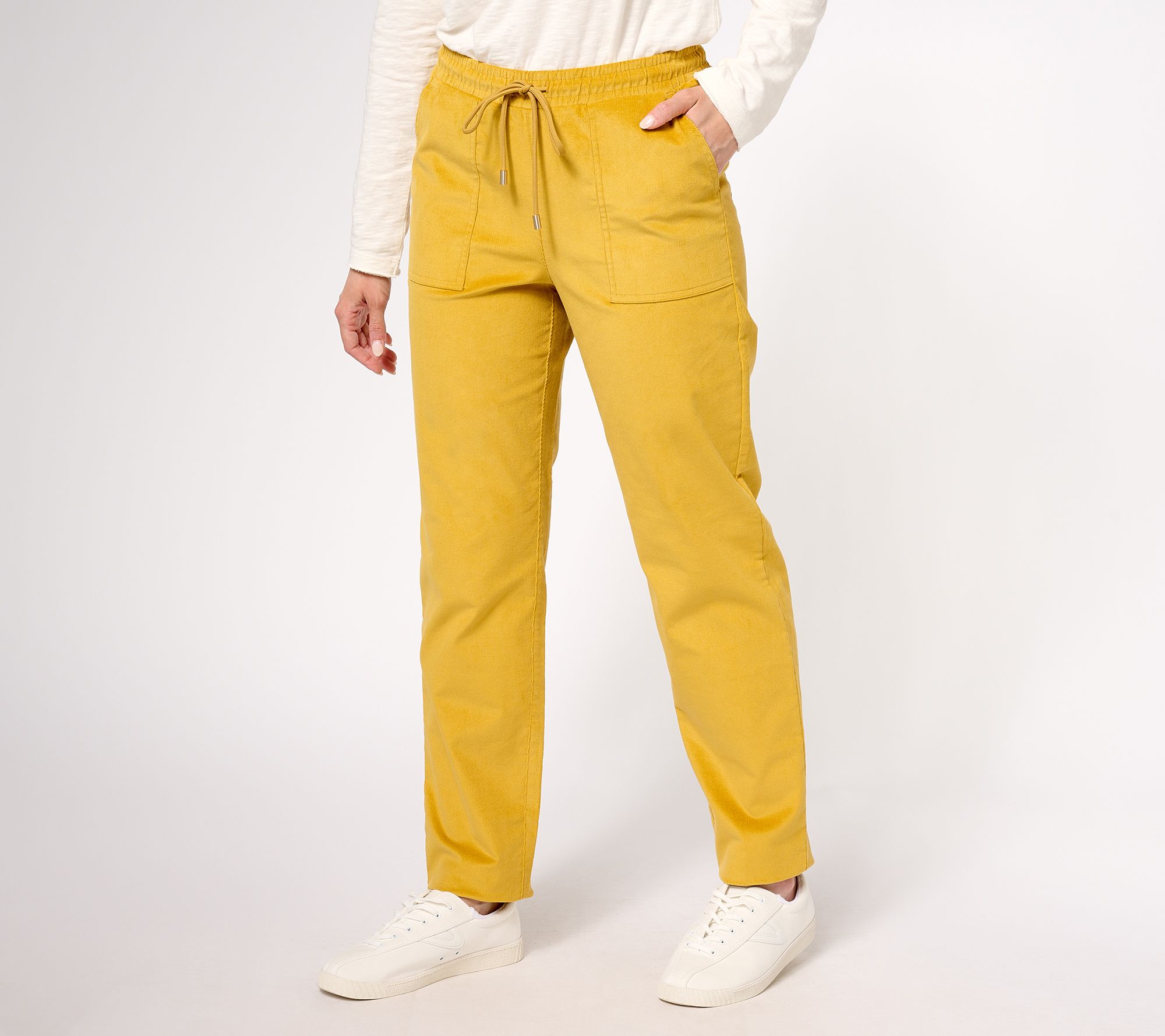 Denim & Co. Heritage Pull on Drawstring Corduroy Pant