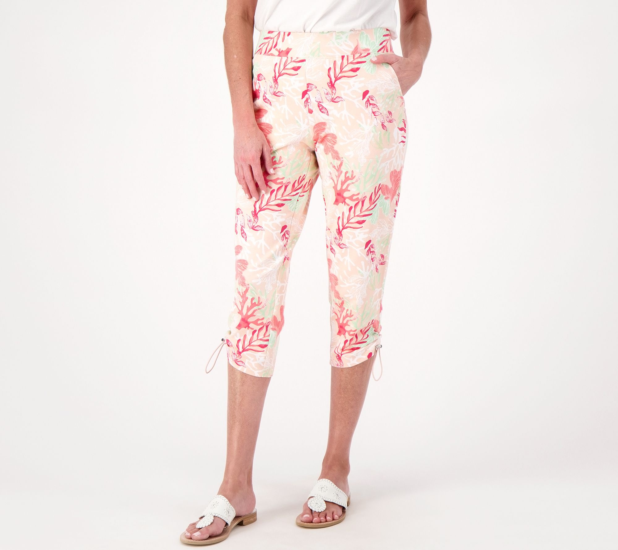"As Is" Sport Savvy Petite French Terry Printed Pant w/ Drawstring