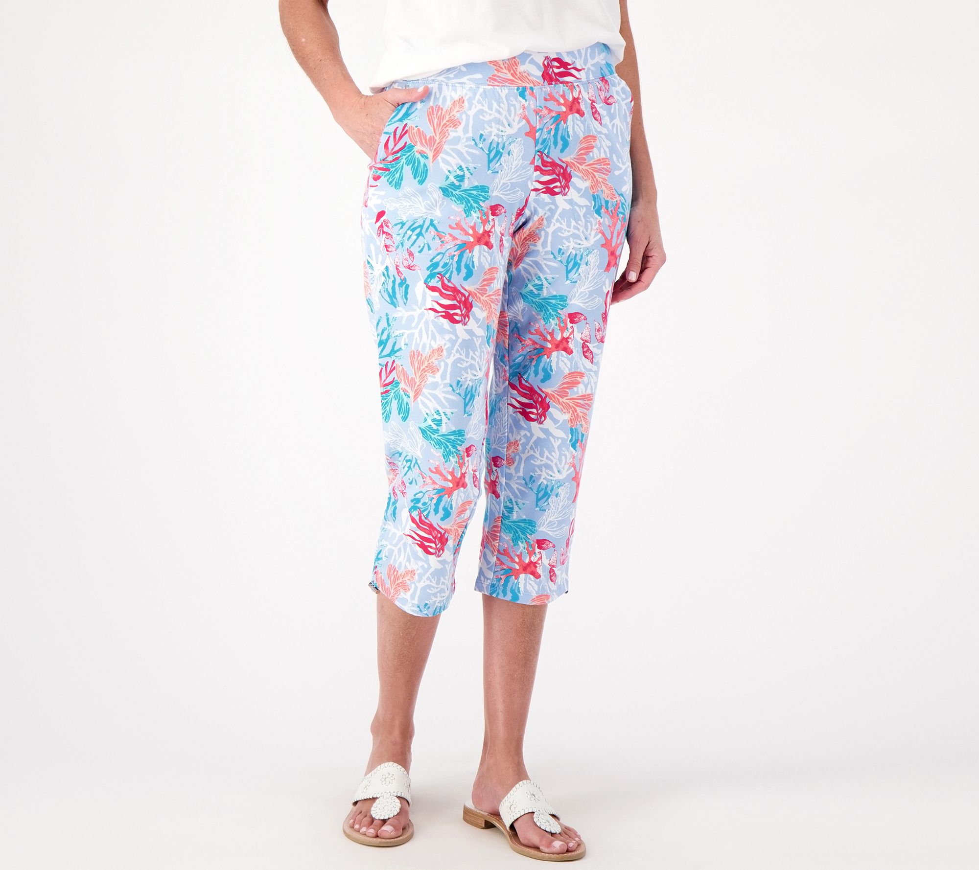 "As Is" Sport Savvy Petite French Terry Printed Pant w/ Drawstring