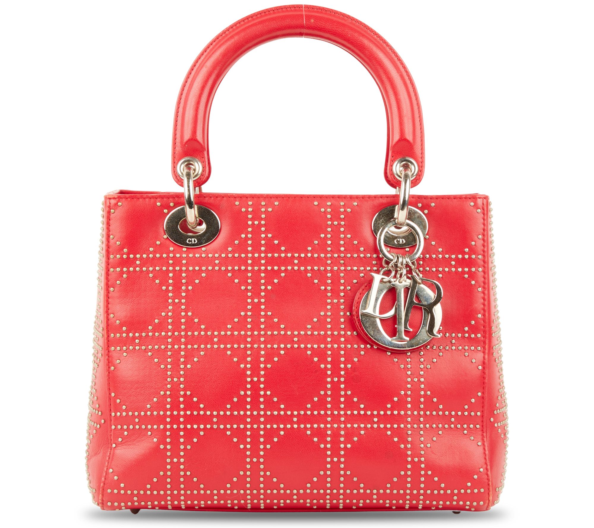 Pre-Owned Dior Studded Lady Dior No Strap SHW Medium Cannag