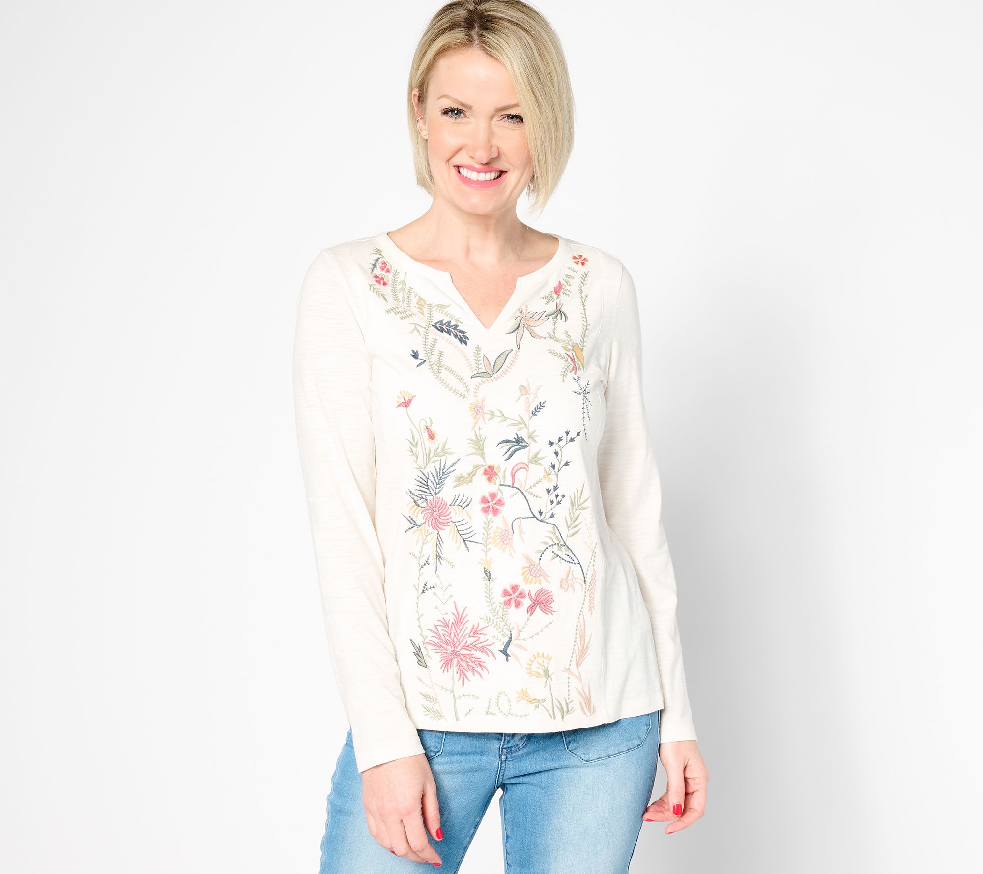 Coldwater Creek Spring Spree Top with Split Neckline