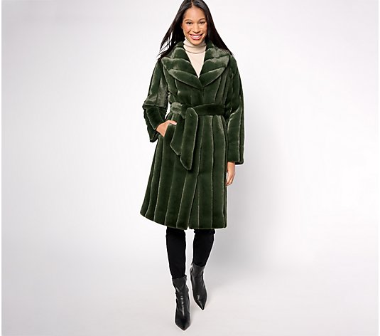 Dennis Basso Faux Mink Coat with Shawl Collar