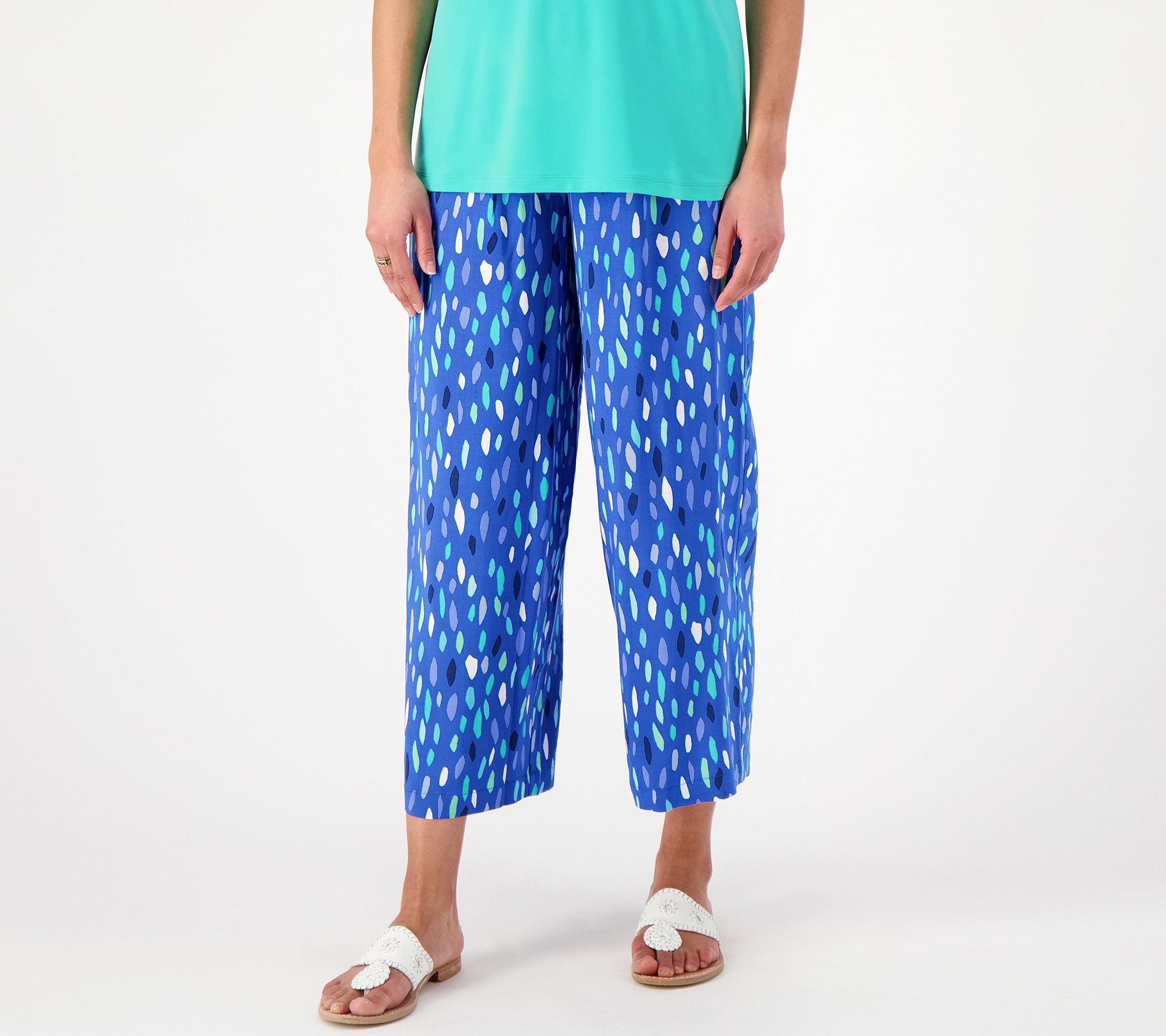 "As Is" Susan Graver PURE Reg Printed Woven Wide-Leg Crop Pants