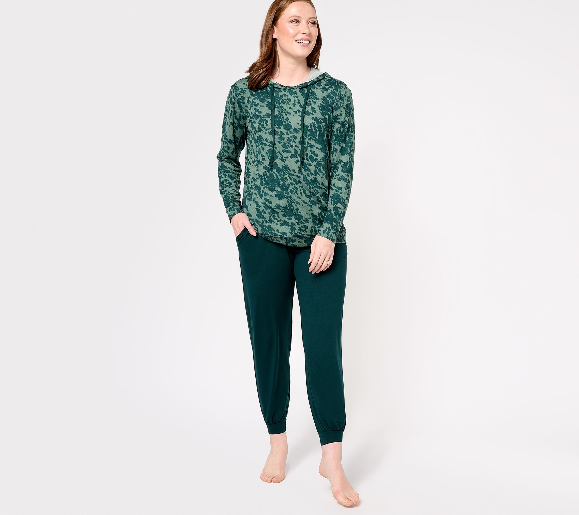 "As Is" AnyBody Petite Lush Jersey Jogger & Hoodie Lounge Set