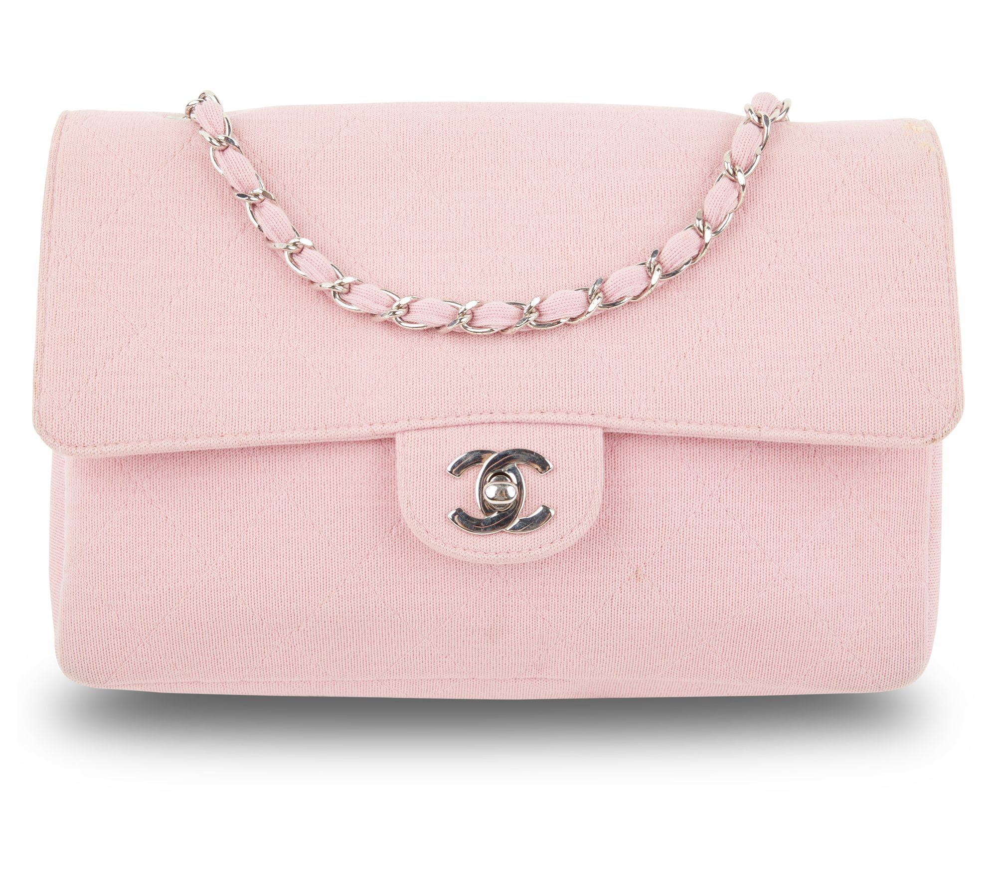 Pre-Owned Chanel Jersey Classic Single Flap SHWMedium Pink 