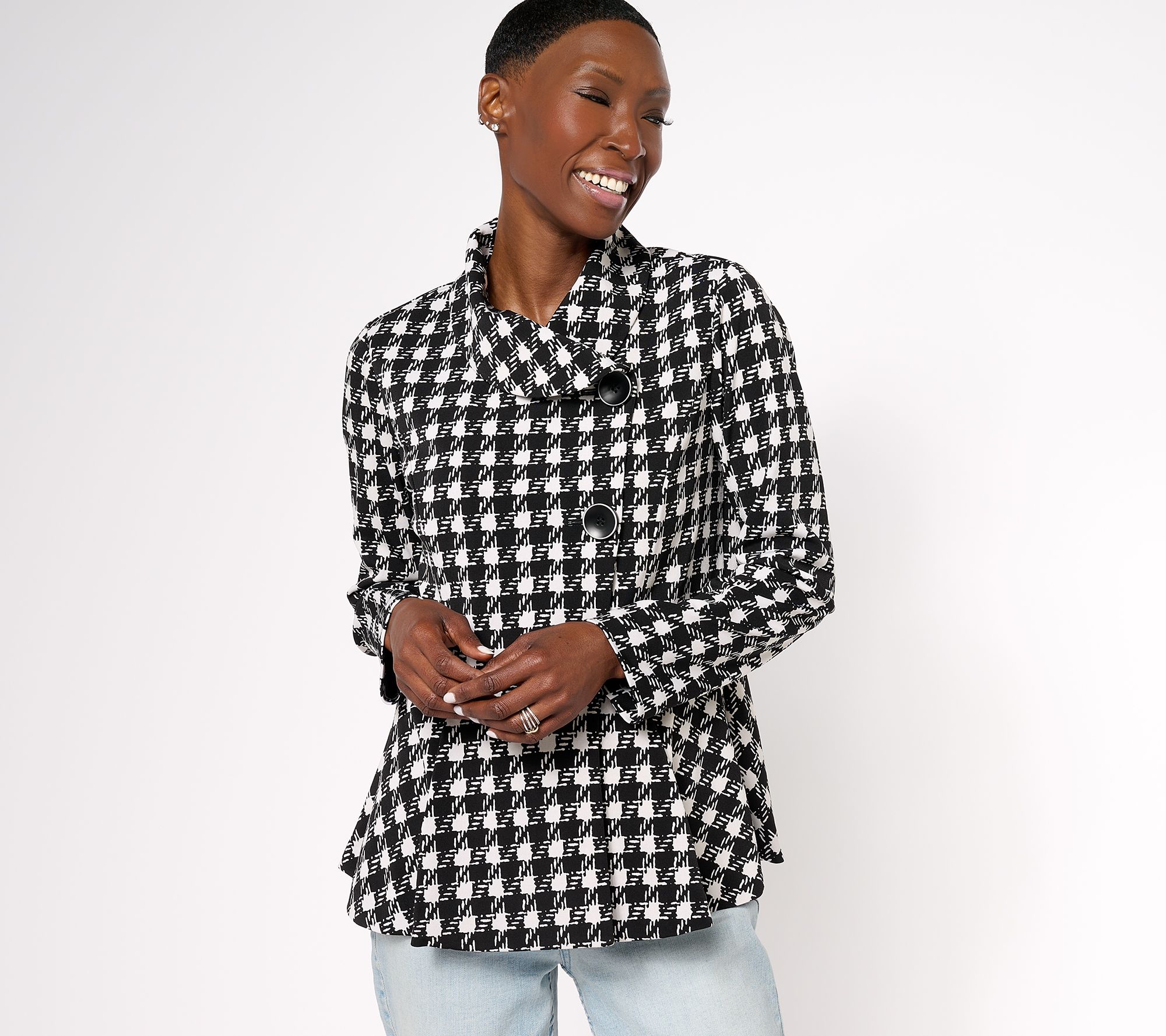 "As Is" GRAVER Susan Graver Printed LK Fusion Peplum Jacket