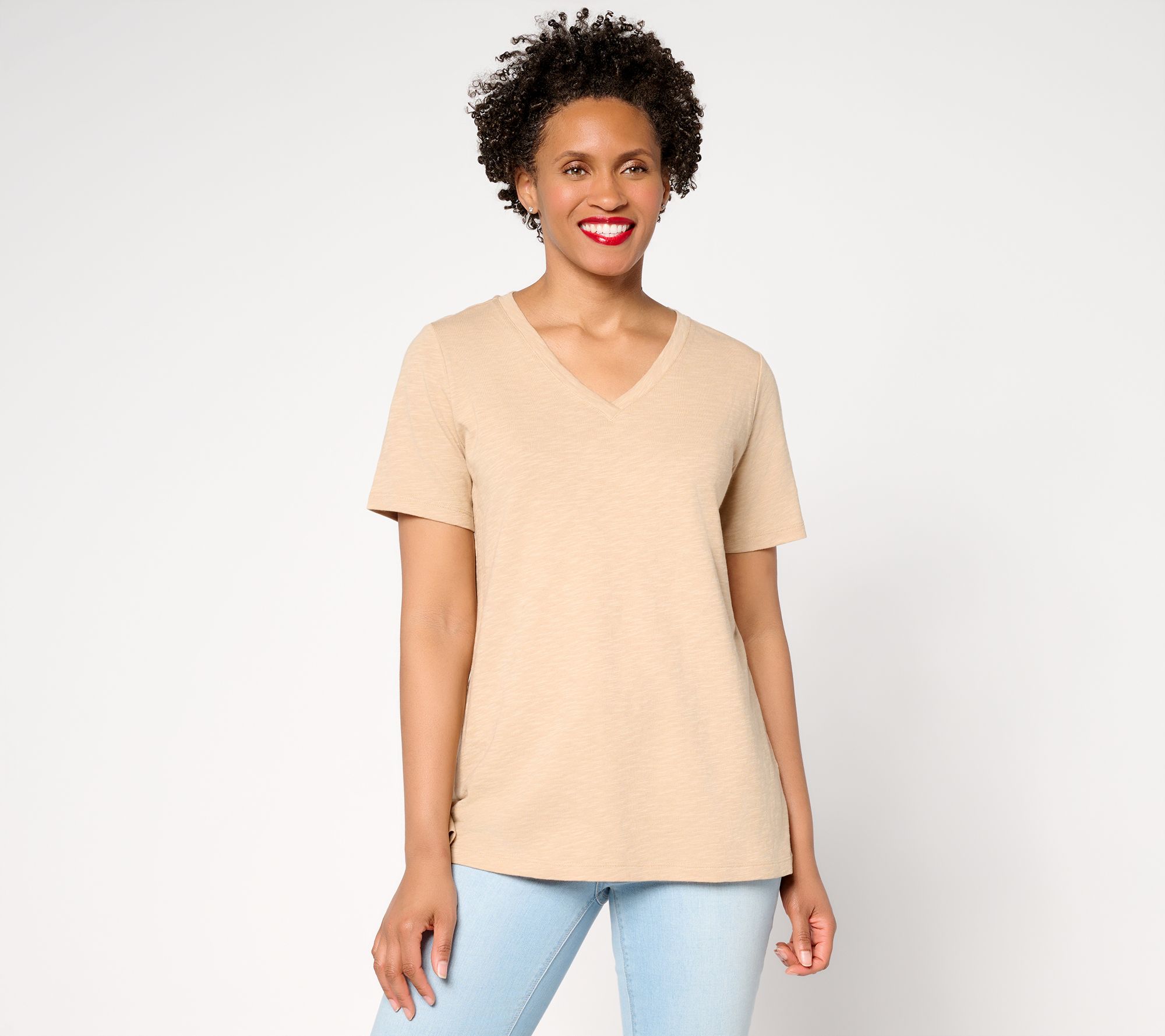 Denim & Co. Naturals Linen Blend Crossover V-Neck Top