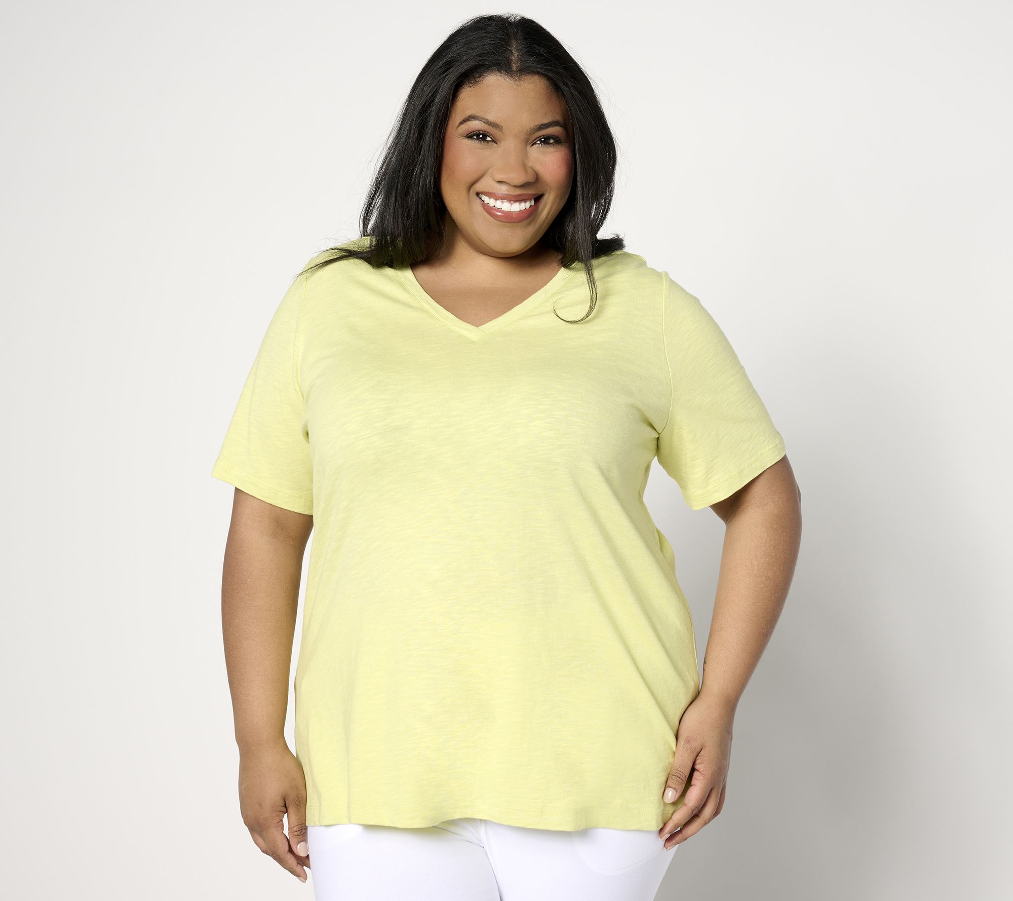 Denim & Co. Naturals Linen Blend Crossover V-Neck Top