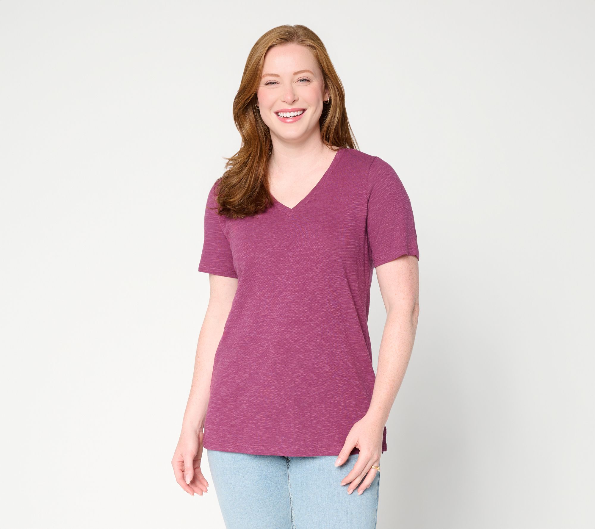 Denim & Co. Naturals Linen Blend Crossover V-Neck Top